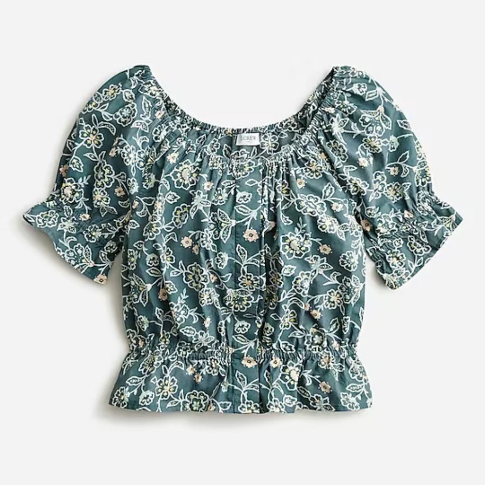 NWT J. Crew Gathered scoopneck top in vintage vines Small